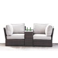thumbnail image 3 of Living Source International Ensemble de Sièges 3 Pcs avec Coussins, Espresso/gris, 3 of 3