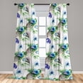 thumbnail image 2 of Floral Window Curtains, Watercolor Design Flower and Leaves Botanical Inspirations by Nature, Lightweight Decor 2-Panel Set with Rod Pocket, Pair of - 28"x84", Green Sky Blue and Purple, by Ambesonne, 2 of 3