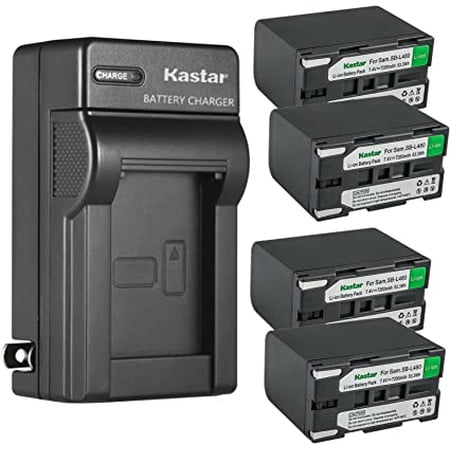 Kastar 4-Pack SB-L480 Battery and AC Wall Charger Replacement for Samsung SB-L160 SBL160 SB-L320 SBL320 SB-L480 SBL480 SB-L110A Battery Samsung VP-W75 VP-W75D Medion MD9014 VP-SCD55 Camera