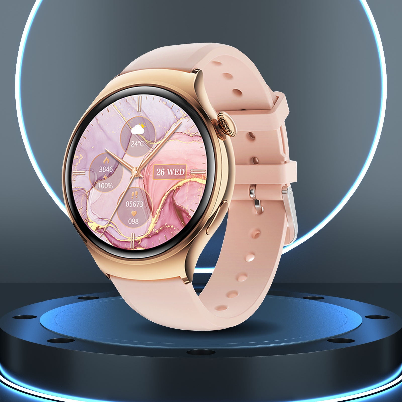 Hwkond Smart Watches Men Women, New Bluetooth Call For Women's Health Temperature NFC Smartwatch(Gold)