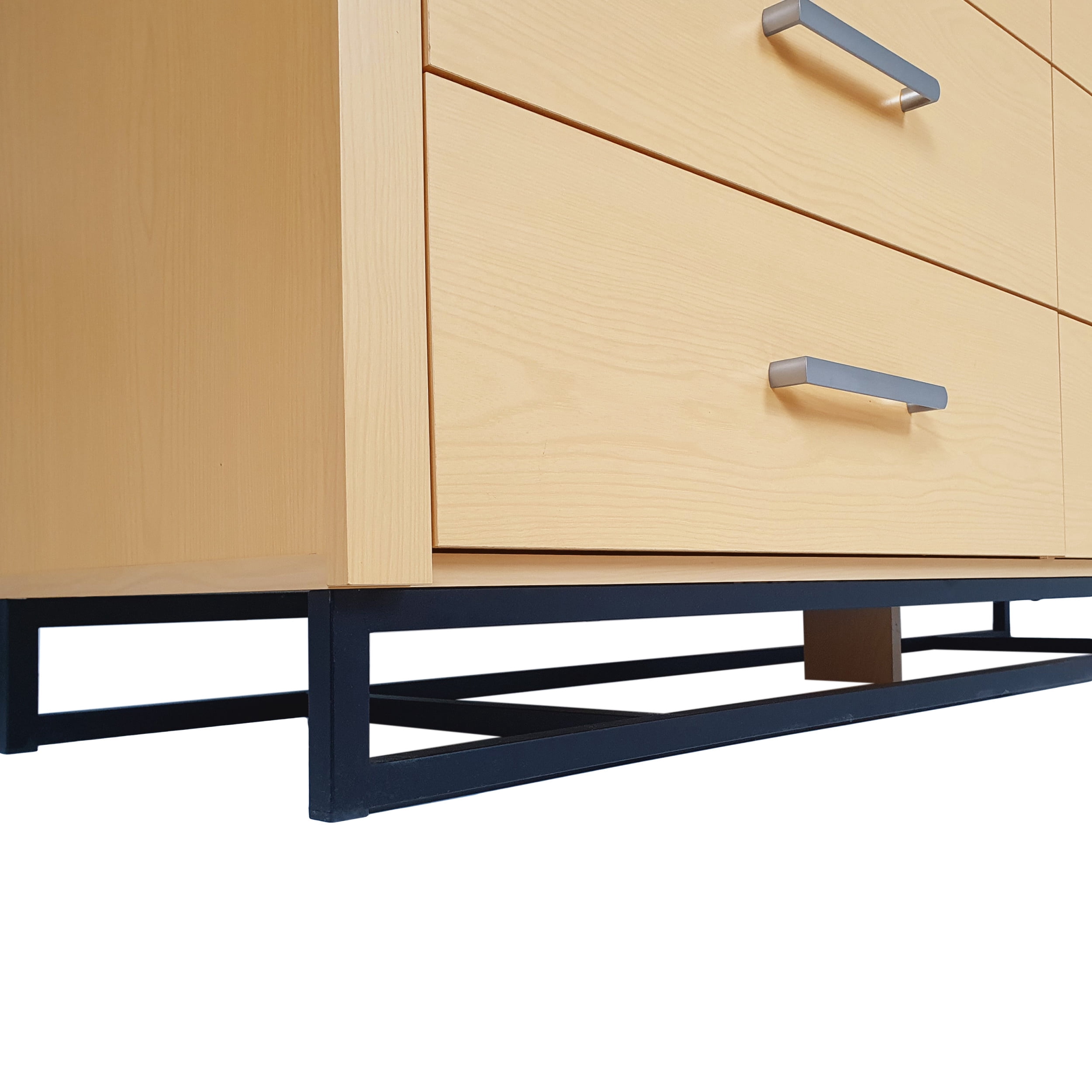 Noble House Cayuga Faux Wood 6 Drawer Double Dresser, Natural and Black