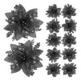 thumbnail image 6 of Shoreew 12Pcs Glitter Poinsettia Christmas Ornaments with Clips Stems Artificial Flowers for Xmas Tree Wedding Party Wreath Decoration, 6 of 7