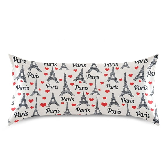 Ryvnso Satin Pillowcase Paris Tower Hearts Pillow Cases Standard Size 40x20in