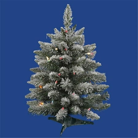 NorthLight 2 ft. Pre-Lit Flocked Sugar Pine Artificial ...