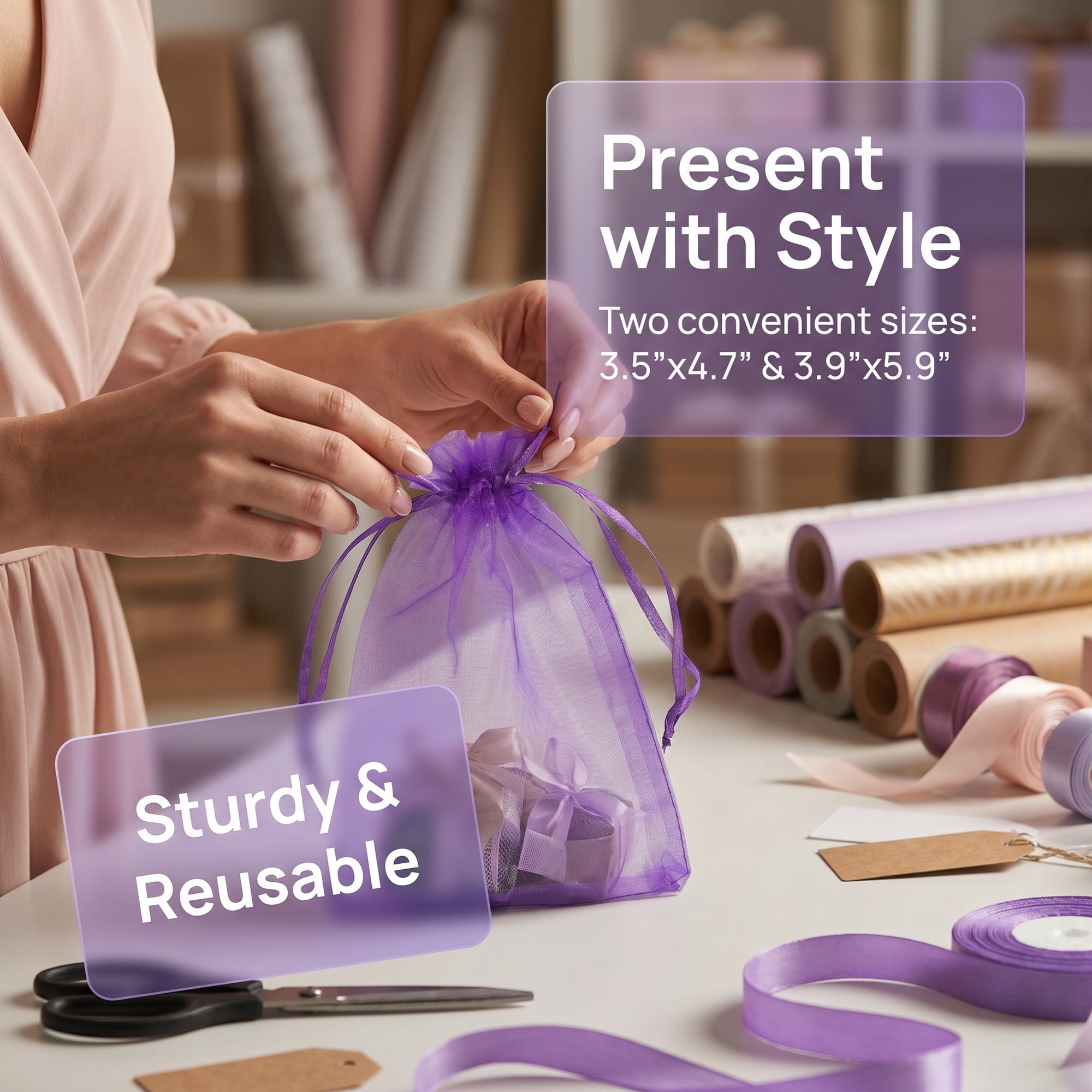 Unique Bargains Multi-Purpose Gift Bags with Handles for Events Dark Purple 3.5" x 4.7"