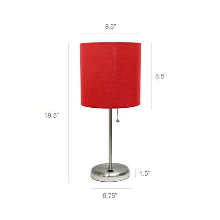 Limelights - Stick Lamp with USB charging port and Fabric Shade - Red