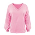 thumbnail image 5 of ClodeEU Womens Batwing Sleeve V Neck Sweatshirts,Bohemian Slouchy Loose Fit Shirts Pink,Womens Plus XXL, 5 of 6