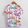 thumbnail image 3 of Flamingo Pattern T Shirts Basic T-Shirt Short Sleeve Ladies Tee Shirt Summer Graphic Clothing, 3 of 6