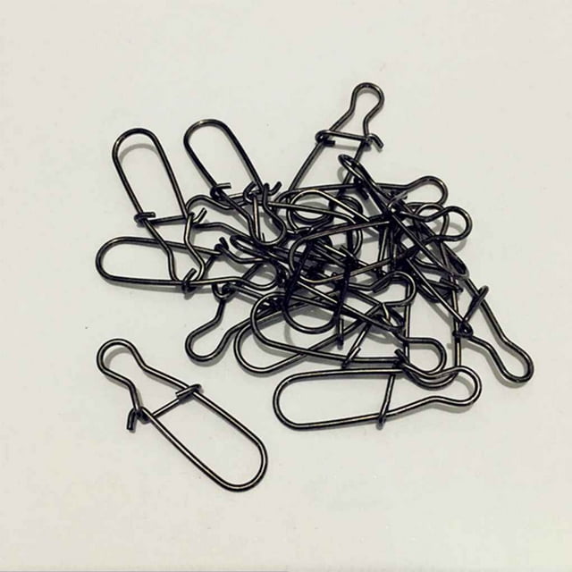 100 Pcs Boutons-Pression de Pêche en Acier Inoxydable Clips Fastlock Leurres Hameçons Connecteurs Accessoires de Pêche, Noir, Taille 00