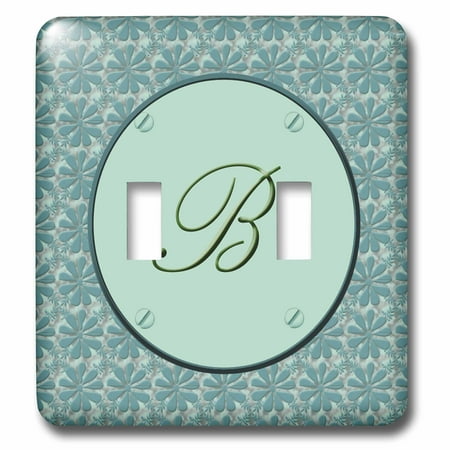 Teal Floral Pattern 3dRose Elegant letter B in a round frame surrounded by a floral pattern all in teal green monotones - Double Toggle Switch (lsp_36008_2) ()