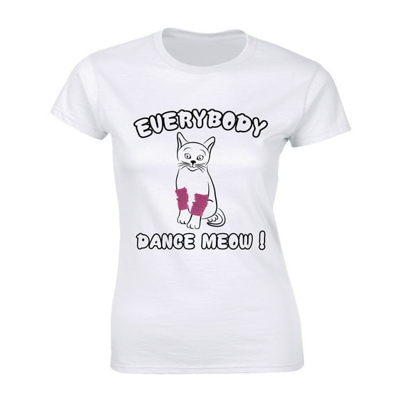 Womens Everybody Dance Meow Funny Animal Cat Lover Mom Cute Kitten T-Shirt