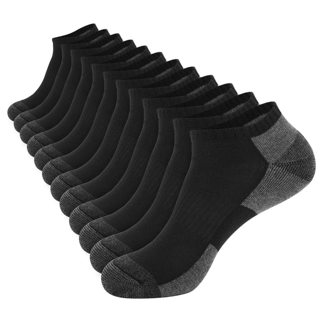 Medias COOPLUS para hombre, paquete de 12, acolchonadas, corte bajo, talla 6-11