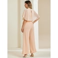 thumbnail image 4 of DARING DIVA Women's Casual Tie Waist Wide Leg Ruffle Sleeve Jumpsuit L Apricot, 4 of 6
