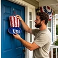thumbnail image 2 of 11 Inch Patriotic Tinsel Wreath for Front Door, Red White and Blue Hanging Decorations for 4th of July, Memorial Day, and Independence Day, Glitter Wreath for Home (B), 2 of 5