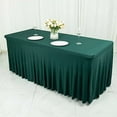 thumbnail image 3 of BalsaCircle 6 ft Fitted Hunter Green Premium Spandex Rectangle Tablecloth Wavy Table Cover Party Events Decorations, 3 of 8