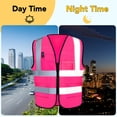 thumbnail image 4 of Chaleco XPCARE, paquete de 2 unidades, con cremallera de seguridad reflectante de alta visibilidad, rosa XXL, 4 of 6
