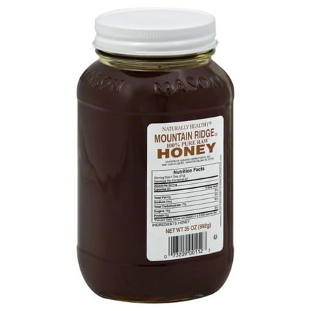 Naturally Healthy Mountain Ridge Raw Honey, 35 oz Jar – Unfiltered Natural Sweetener