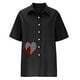 thumbnail image 4 of Mujeres Impreso Manga Corta Botón Suelto Turndown Collar Camisa Blusa Sólida Tops OAVQHLG3B Store lin121212, 4 of 5