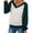 Dark Green, variant on Women Color Stitching V Neck Long Sleeve Waffle Knitted Top