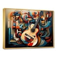 thumbnail image 2 of Designart "Serenade from Red Fluid Brown Guitar" Entertainment Framed Wall Art - Vintage Blue Music Entryway Framed Wall Art Print, 2 of 6