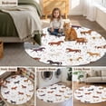 thumbnail image 5 of Beige Brown Horses Round Area Rug 5Ft Washable Circle Rugs for Living Room Bedroom, Horseshoes Farmhouse Abstract Art Non-Slip Carpet Floor Mats Indoor Outdoor Carpet Runner Aesthetic Home Decor, 5 of 8