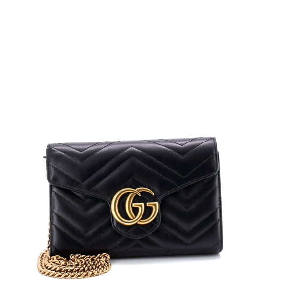 Pre-Owned GG Marmont Chain Wallet Matelasse Leather Mini By Rebag