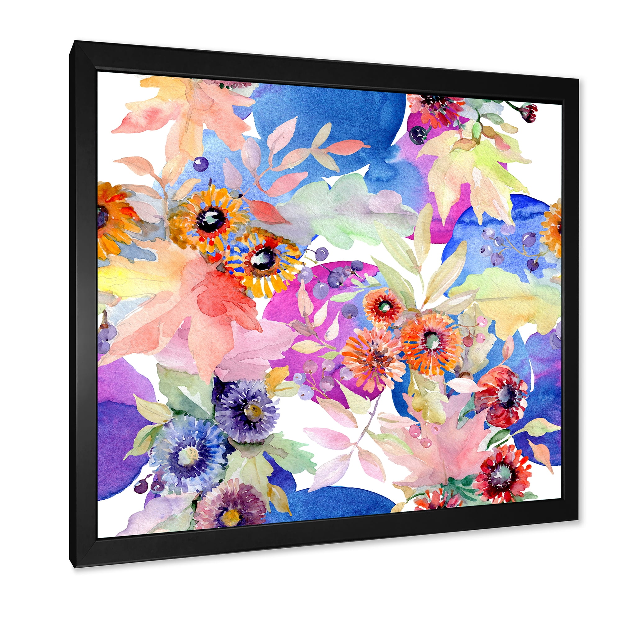 Designart 'Wildflowers and Vibrant Wild Spring Leaves IV' Modern Framed Art Print