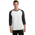 thumbnail image 1 of Port & Company &174; Tee-Shirt Raglan à Manches 3/4. Pc55rs m Blanc/noir Jet, 1 of 1