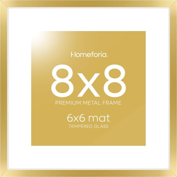 Marco de fotos Homeforia Gold Metal 8x8 con tapete 6x6 con cristal