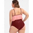 thumbnail image 4 of Volante de tiras con cordones más el tamaño de traje de baño bikini Rosegal Abrigos de talla grande, 4 of 5
