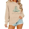 thumbnail image 4 of GUZOM Womens Beige Christmas Sweatshirt - 100% Polyester Loose Fit Crew Neck with Festive Christmas Tree Graphic, Casual Holiday Loungewear (XS-XL),Size S, 4 of 8
