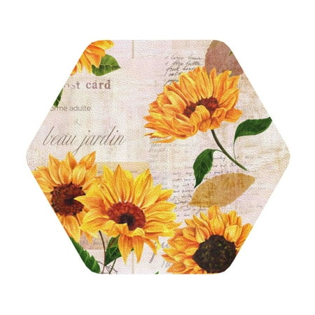 

Bingfone Sunflower 5 Personalized Coaster Set 4 For Drinks Coffee Table Bar Beer Wine Cup Coasters 4 Inch