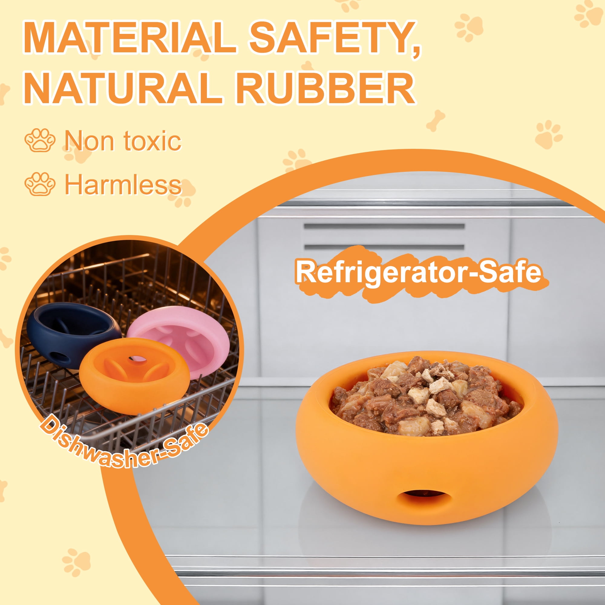 Unique Bargains Dog Enrichment Toys Durable Silicone Interactive Engagement Slow Feeder Dog Bowls Orange