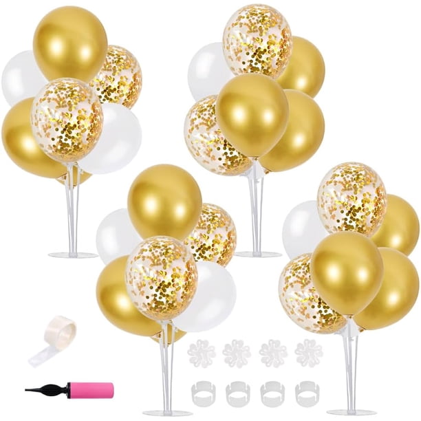 TONIFUL Globos Morados Decoración de Mesa Lavanda Púrpura Confeti Mesa Centro de Mesa Kit de Soporte con Palos Tazas Globo para Cumpleaños Boda Suministros de Fiesta de Halloween