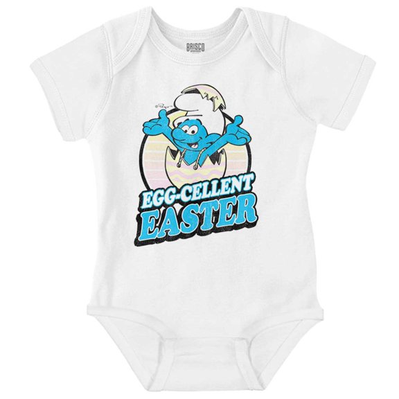 Smurfs Egg-Cellent Easter Egg Hunt Romper Boys or Girls Infant Baby Brisco Brands NB