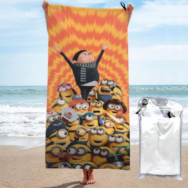 Toallas de playa de los Minions, toallas de baño absorbentes y ligeras de secado rápido, toalla de baño de microfibra ultra suave para viajes, playa, gimnasio, camping, yoga, picnics, piscina, 27,5 x