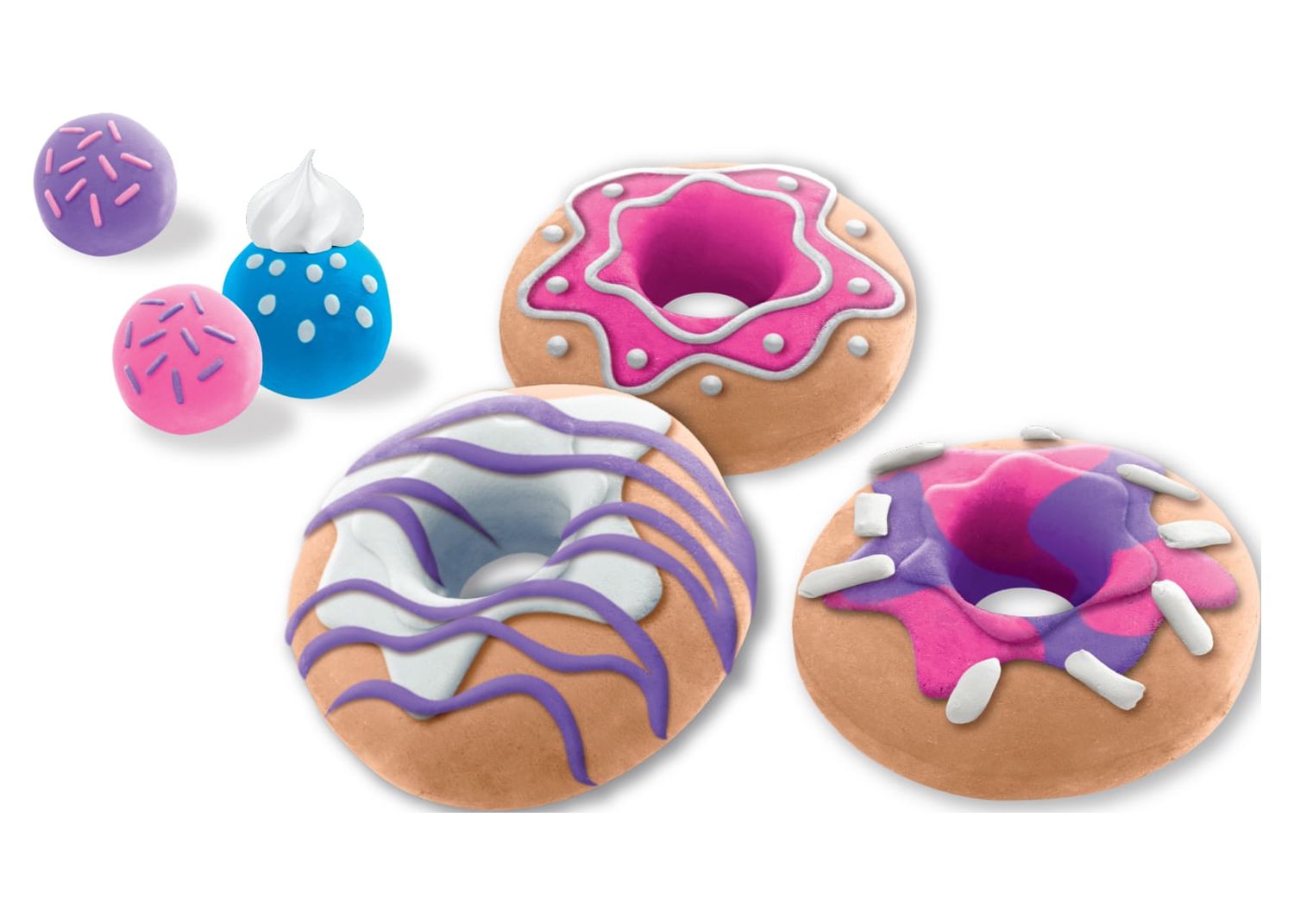 Cra-Z-Art Softee Dough Donut Maker Kit Pink, Blue & Yellow Dough - image 3 of 8