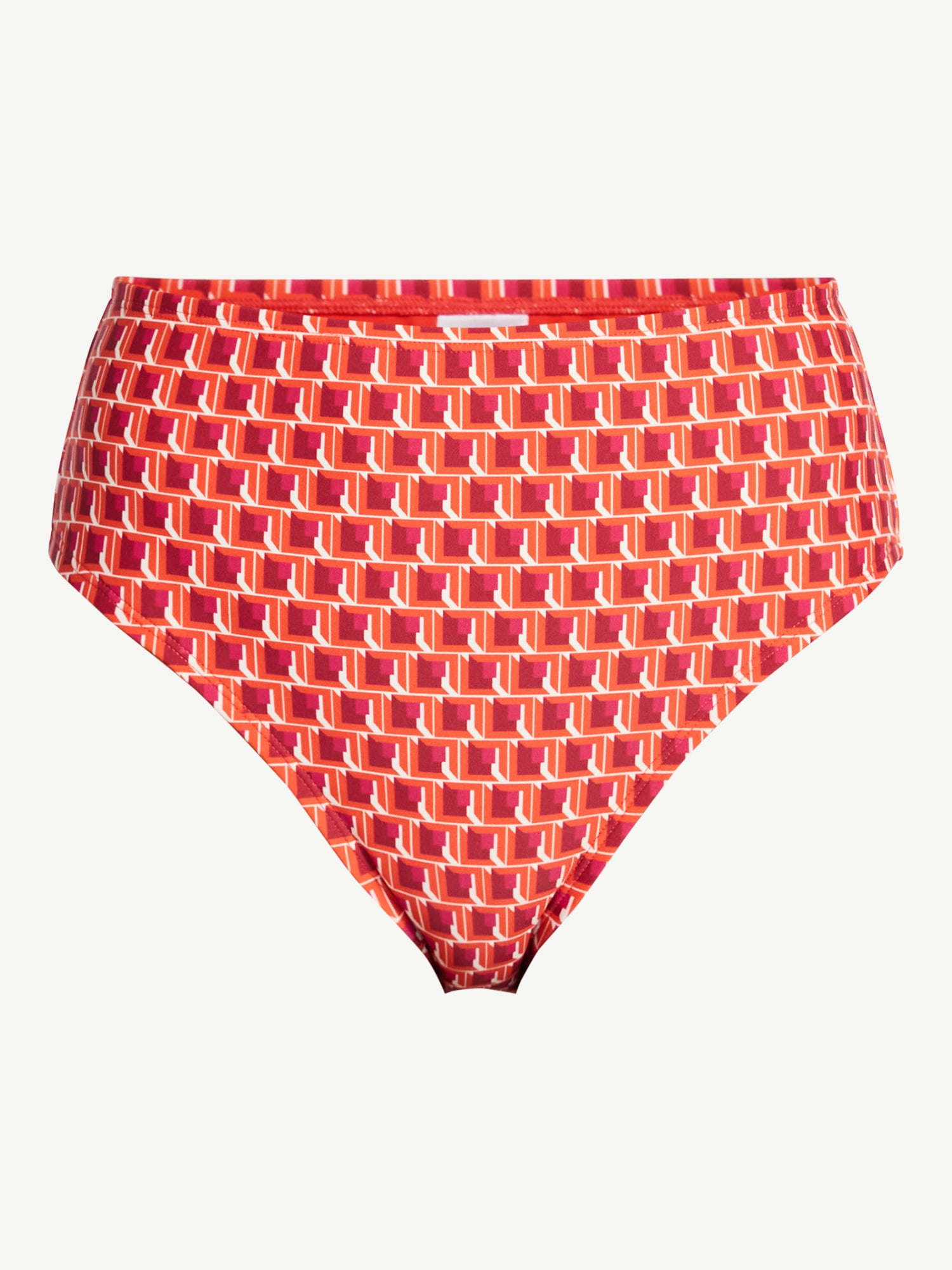 Time and Tru Women's and Women's Plus Size High Waist Geo Print Bikini Bottoms, Sizes XS-3X, Family Swim