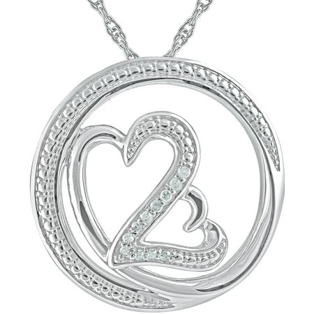 Heart 2 Heart 1/5 Carat T.W. Diamond Sterling Silver Circle Pendant, 18