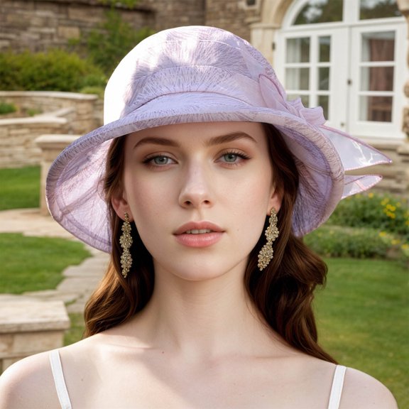 Hauaitttt Women's Summer Sun Hat Temperament Versatile Lightweight Sun Basin Bride Wedding Tea Party Summer Sun Hat Ms. Outdoor Elegant Temperament Fabric Sun Hat Hard Hat Mime French Flag 30s Womens