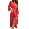 thumbnail image 2 of Womens Soft Pajama Clearance- Sexy Printed Bathrobes Silk Satin Plus Size Robe Sleepwear Red Size L, 2 of 9