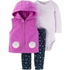 Child of Mine by Carters Baby Girl Bodysuit, Microfleece Vest & Pants, 3pc Outfit Set