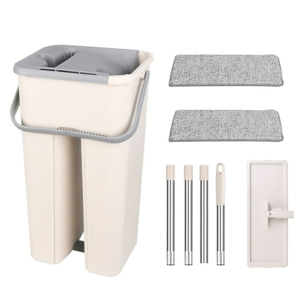 Juego de cubos para fregona plana, fregona de microfibra autolavable, reutilizable, seco, húmedo, para lavar pisos, 2 piezas de tela Sweethay HA005096-02