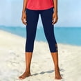 thumbnail image 5 of Hurxie Capris for Seniors Stretchy Buttery Soft Capri Leggings Athletic Workout Cropped Elastic High Waisted Yoga Pants Navy,L, 5 of 7