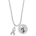 thumbnail image 1 of Delight Jewelry Silvertone Awareness Ribbon Silvertone Script Initial Disc - I - Charm Necklace, 20"+3", 1 of 4