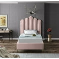 thumbnail image 5 of Meridian Furniture Lily Solid Wood and Tufted Velvet Twin Bed in Pink, 5 of 6