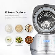 CUCKOO High Pressure Rice Cooker 10-Cup Uncooked / 20-Cup Cooked with Induction Heating Technology, Large Rice Maker with 17 Menu Options and Steam Plate, Voice Guide, Silver (CRP-CHSS1009FN)