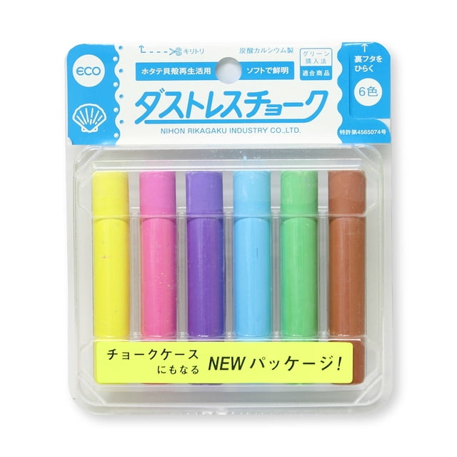 Tiza, sin polvo, 6 unidades, 6 colores