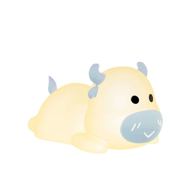 Bewildely Luz de grifo con forma de vaca bonita, lámpara con Sensor de mesita de noche de silicona, luz nocturna de alivio de presión para regalos, Iluminación y accesorios Azul Bewildely HA079855-04B