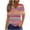 Hot Pink, variant on Summer Tops for Women V Neck Striped T Shirts Colorblock Trendy Casual Short Sleeve Base Graphic Tees Plus Size (XL, Brown)